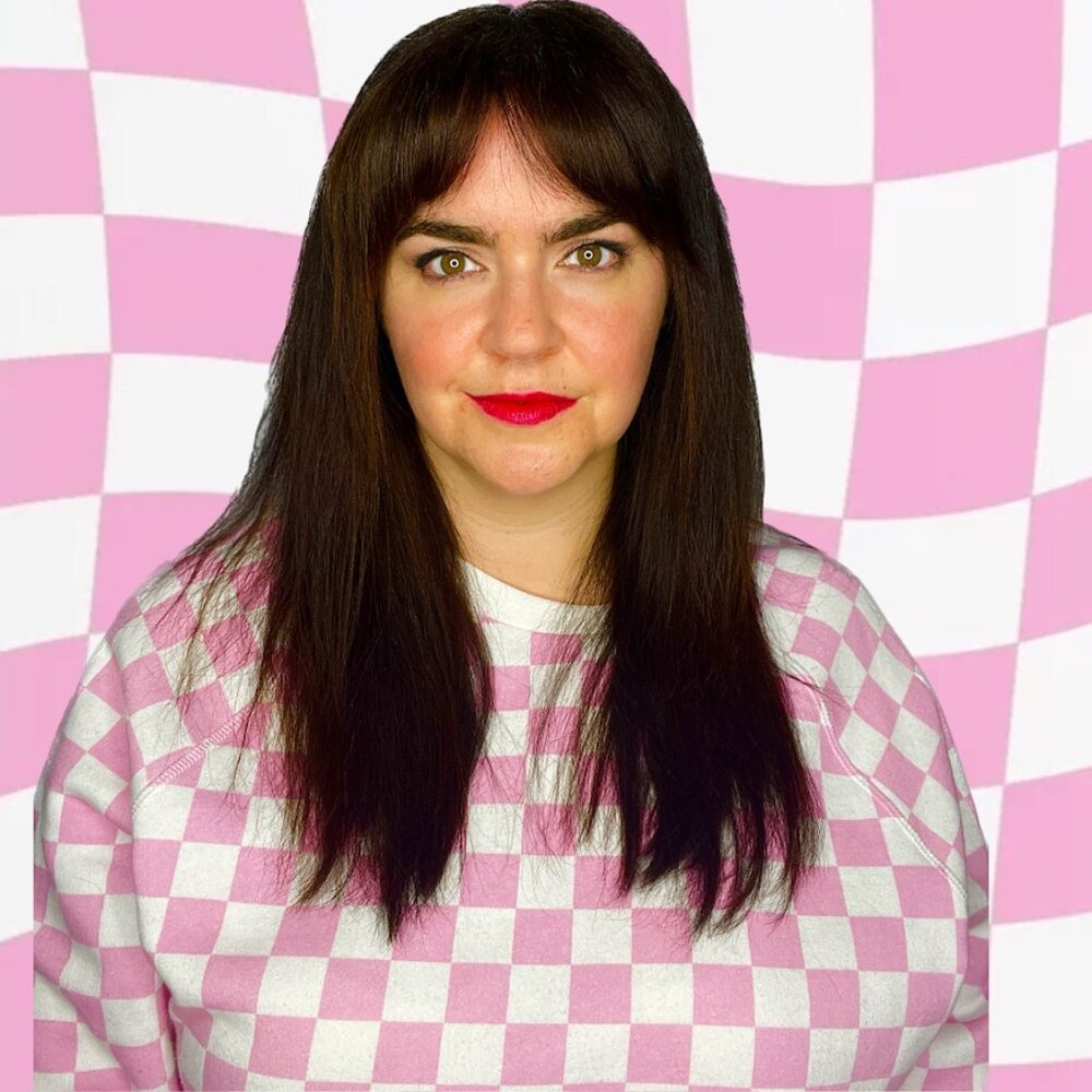 Soft comfortable pink and white checked sweatshirt